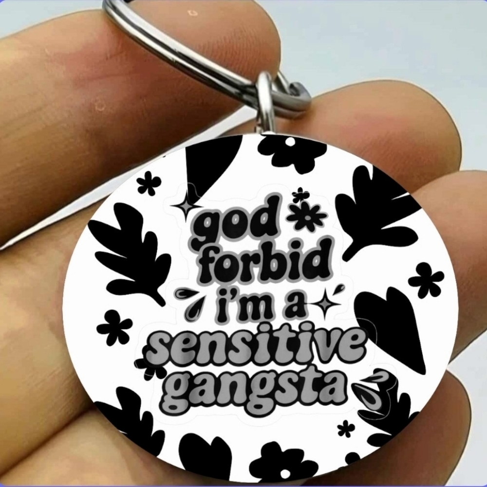 Gid Lord Jesus Im Sensitive Ganster Funny Stainless Keychain